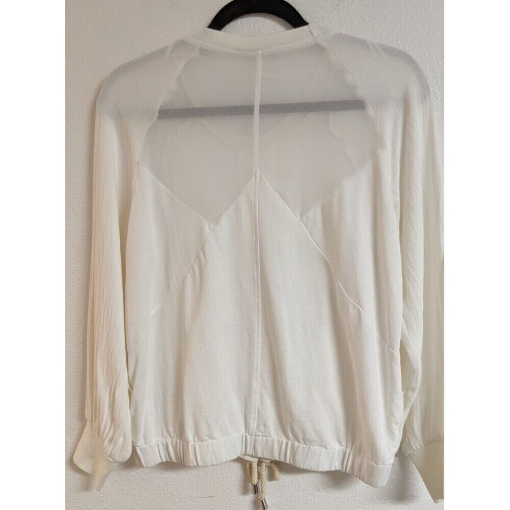 Women's ZARA W/B Collection Cotton Gauze Chiffon Back LS Tie Waist Top M - Picture 6 of 8